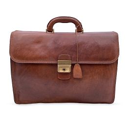 Autre Marque Pasta de couro marrom 3 Bolsa executiva de trabalho com reforços Marrom