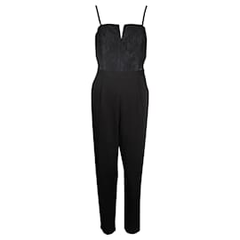 Alice + Olivia-Black Strapless Lace Jumpsuit -Black