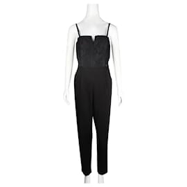Alice + Olivia-Black Strapless Lace Jumpsuit -Black