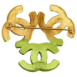Chanel-Chanel Gold Triple CC Brooch-Golden