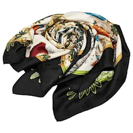 Hermès-Hermes White Jois D'Hiver Silk Scarf-White