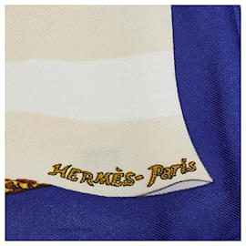 Hermès-Hermes Blue Souvenirs de Paris by Hilton Silk Scarf-Blue