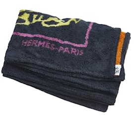 Hermès-Strandtuch aus Baumwolle mit Leopardenmuster-Mehrfarben