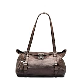 Prada-Prada Vitello Lux Foldover Handtasche Lederhandtasche BR3901 in guter Kondition-Braun