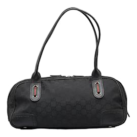 Gucci-GG Canvas Web Princy Boston Bag 293594-Black