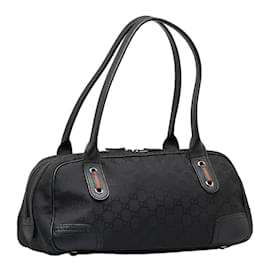Gucci-Gucci GG Canvas Web Princy Boston Bag Canvas Handbag 293594 in Good condition-Black