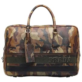 Prada-Prada Camo Print Saffiano Leather Business Bag Leather Business Bag VS0088 in Good condition-Brown