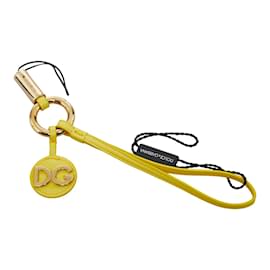 Dolce & Gabbana-Leather Wristlet Strap-Yellow