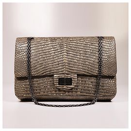 Incroyable sac Chanel Jumbo doublé Flap Natural Lizard Multicolore