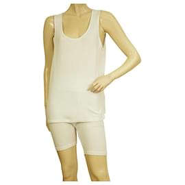 American Vintage-American Vintage White Rib Cotton Tank Top (M) Shorts Pants (S) Sport Set-White