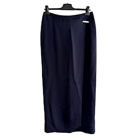 Giorgio Armani-Long silk crepe skirt-Dark blue