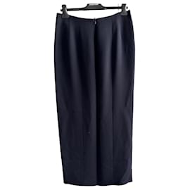 Giorgio Armani-Long silk crepe skirt-Dark blue