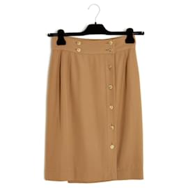 Chanel-1990s Camel Wool Wrap Skirt EN36/38-Caramel