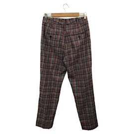 Isabel Marant-****ISABEL MARANT Wool Cotton Check Tapered Pants-Red