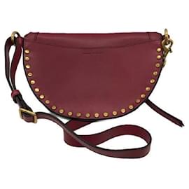 Isabel Marant-****ISABEL MARANT Red Leather Studded Shoulder Bag-Red