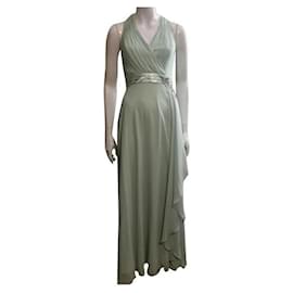 Jenny Packham-Chiffon evening gown with crystal embellishment-Light green