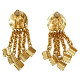 Chanel-***CHANEL  coco mark fringe earrings-Golden