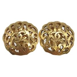 Chanel-***CHANEL  [OLD] Vintage Coco Mark Earrings-Golden