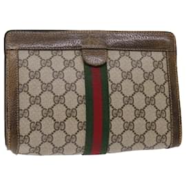 Gucci-GUCCI GG Canvas Web Sherry Line Handtasche Beige Rot 670142125 Auth th3776-Rot,Beige