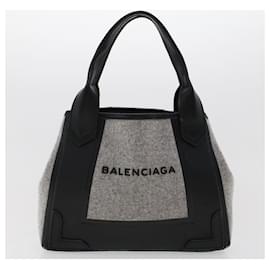 Balenciaga-BALENCIAGA Shoulder Bag Canvas Leather 3Set Gray Navy Red Auth bs6307-Red,Grey,Navy blue