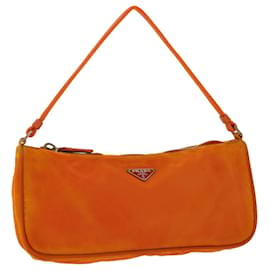 Prada-PRADA Pochette Accessoire Nylon Orange Auth 46136-Orange