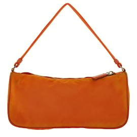 Prada-PRADA Accessory Pouch Nylon Orange Auth 46136-Orange