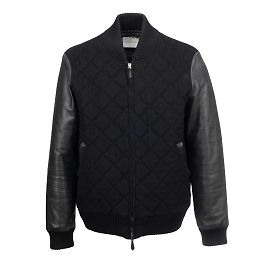 Jaqueta bomber de couro e colcha Pierre Balmain Preto