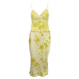 Conjunto de falda y top con estampado de hojas Class de Roberto Cavalli Verde
