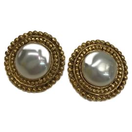 Chanel-***CHANEL  pearl motif earrings-Golden