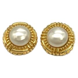 Chanel-***CHANEL Pendientes de perlas falsas 2conjunto P-Dorado