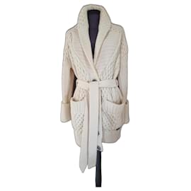 Burberry Brit-Burberry wool ecru knitted jacket-Cream