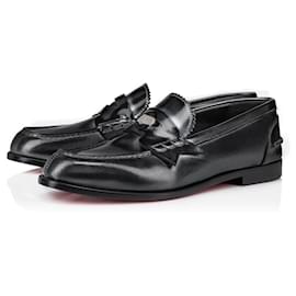Christian Louboutin-Penny woman Loafers - Calf leather - Silver-Black,Silvery