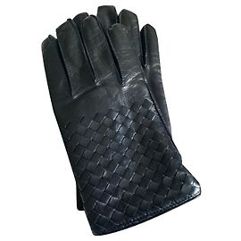 Bottega Veneta luvas de couro Azul marinho
