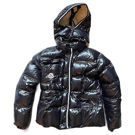 Moncler S Down Jacket Black Leather Black