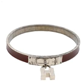 Hermès-HERMES Bracelet Métal Rouge Argent Auth 47666-Argenté,Rouge