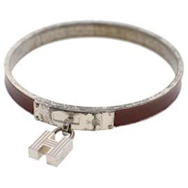 Hermès-HERMES Bracelet Métal Rouge Argent Auth 47666-Argenté,Rouge