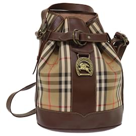 Autre Marque-Burberrys Nova Check Shoulder Bag Canvas Beige Brown Auth 48030-Brown,Beige