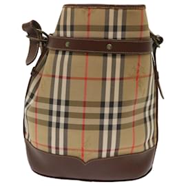 Autre Marque-Burberrys Nova Check Shoulder Bag Canvas Beige Brown Auth 48030-Brown,Beige