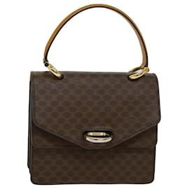 Céline-CELINE Macadam Canvas Hand Bag PVC Leather Brown Auth 47998-Brown