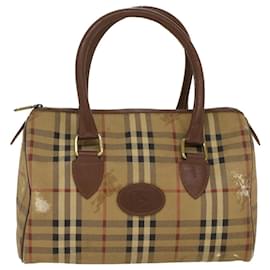 Autre Marque-Burberrys Nova Check Hand Bag PVC Leather Beige Brown Auth 48027-Brown,Beige