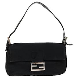 Fendi-FENDI Mamma Baguette Shoulder Bag Harako leather Black Auth fm2535-Black