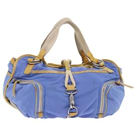 Céline-CELINE Bolsa Boston Nylon Azul Marrom Autenticação 48042-Marrom,Azul