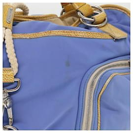 Céline-CELINE Boston Bag Nylon Blue Brown Auth 48042-Brown,Blue