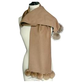 YVES SAINT LAURENT FOURRURES Etole cachemire et vison gold TU Camel