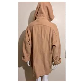 Burberry-Duffle-coat à capuche en mélange de cachemire vintage Burberry-Beige