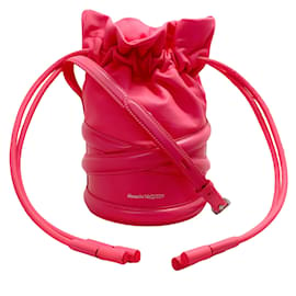 Alexander Mcqueen-Alexander McQueen Neon Pink Soft Curve Drawstring Bag-Pink