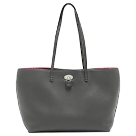 Fendi-Carla Selleria Sac cabas en cuir gris-Gris
