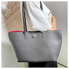 Fendi-Carla Selleria Sac cabas en cuir gris-Gris