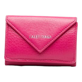 Balenciaga-Balenciaga Leather Trifold Wallet Leather Short Wallet 391446 in Good condition-Pink
