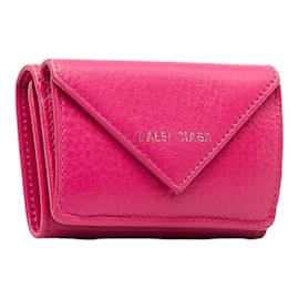 Balenciaga-Balenciaga Leather Trifold Wallet Leather Short Wallet 391446 in Good condition-Pink